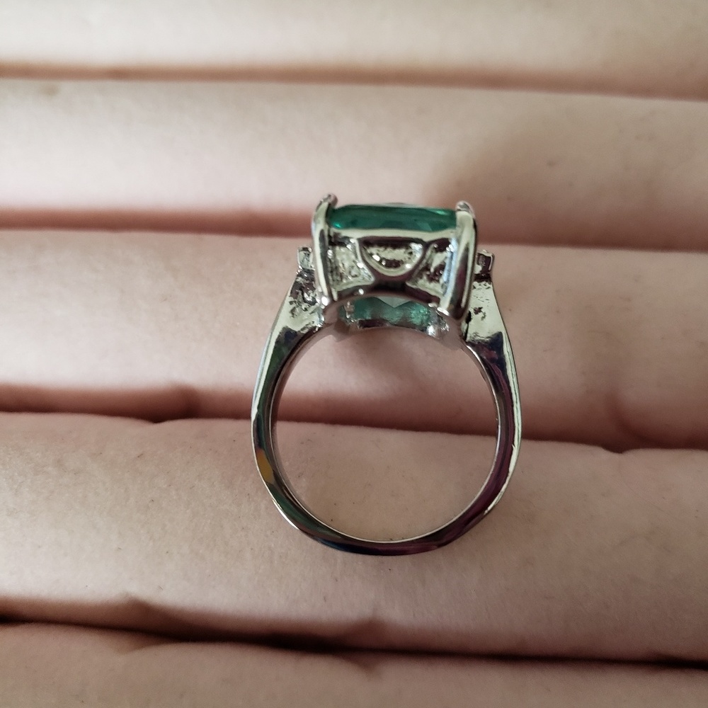 AQUAMARINE 925 STERLING SILVER RING - Picture 2 of 2